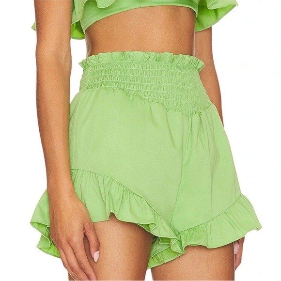 Camila Coelho Green “Brittany”Ruffle High Waist Shorts Size Medium New With Tags - Picture 3 of 9